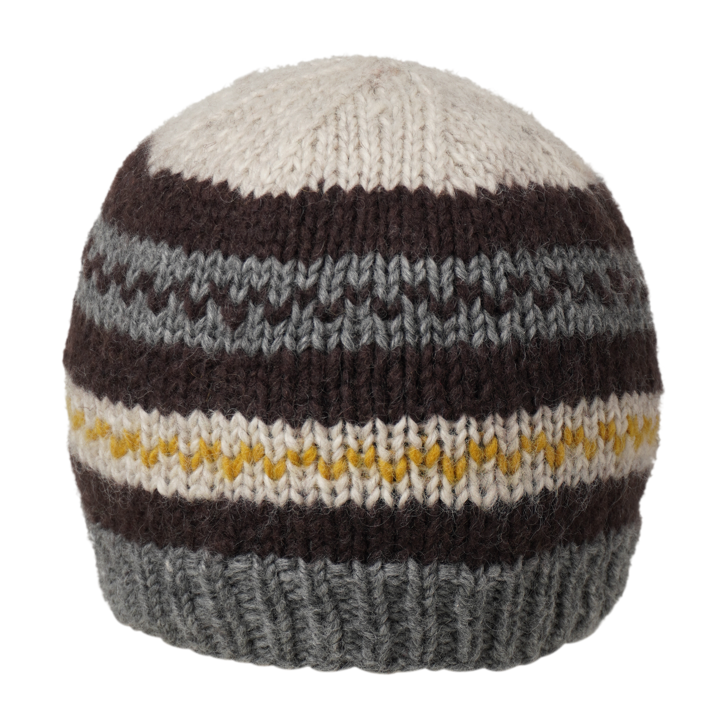 Ambler Atlas handknit men's toque in heather grey with ribbed cuff and fleece headband lining.