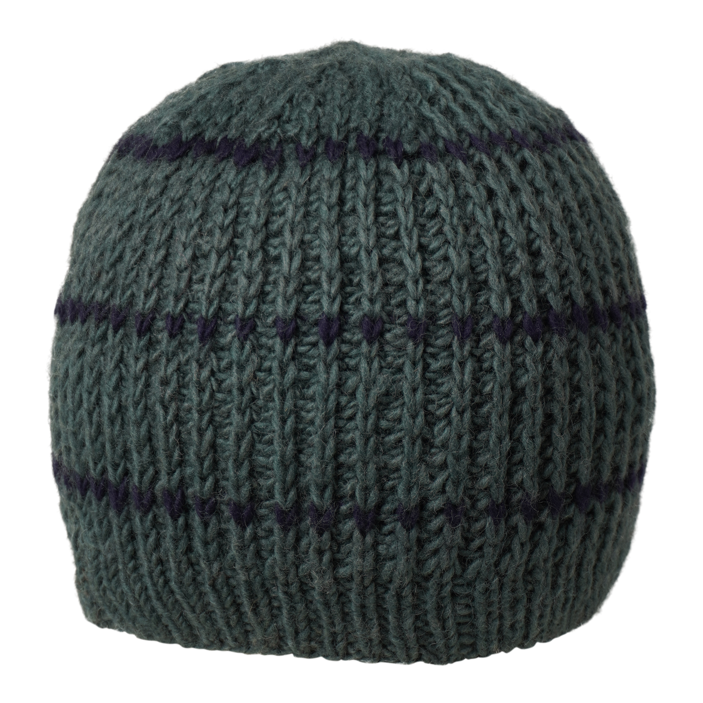 Ambler Deven handknit men's toque in blue spruce with ribbed pattern and fleece headband lining.