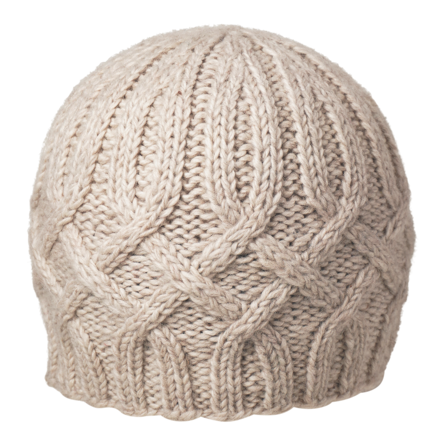 Ambler Kari handknit women's toque in heather stone with cable knit design and ribbed cuff.