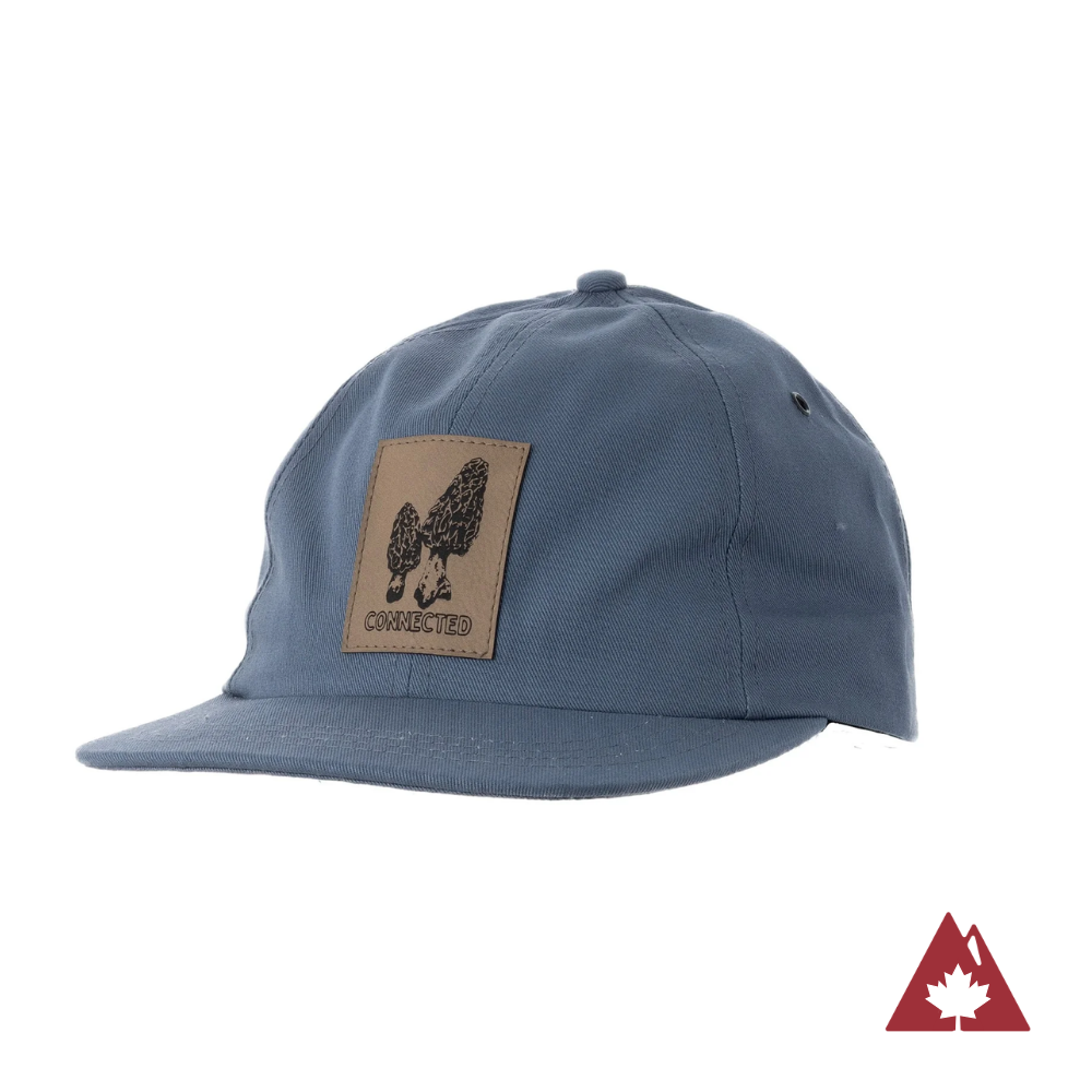 Slate blue snapback cap with a patch on the front panel.