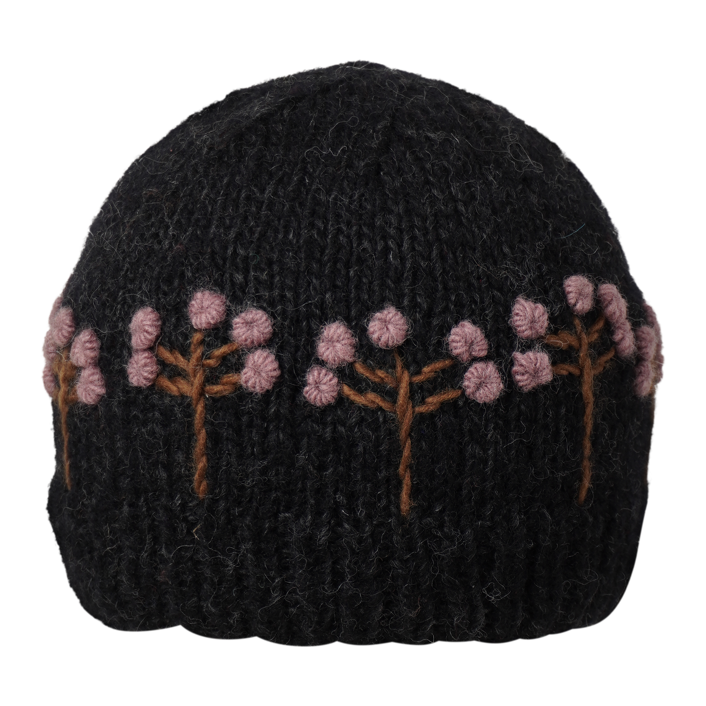 Ambler Marigold handknit women's toque in wild ginger with textured floral pattern and ribbed cuff.