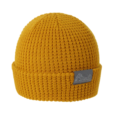Woven clip label on a custom beanie