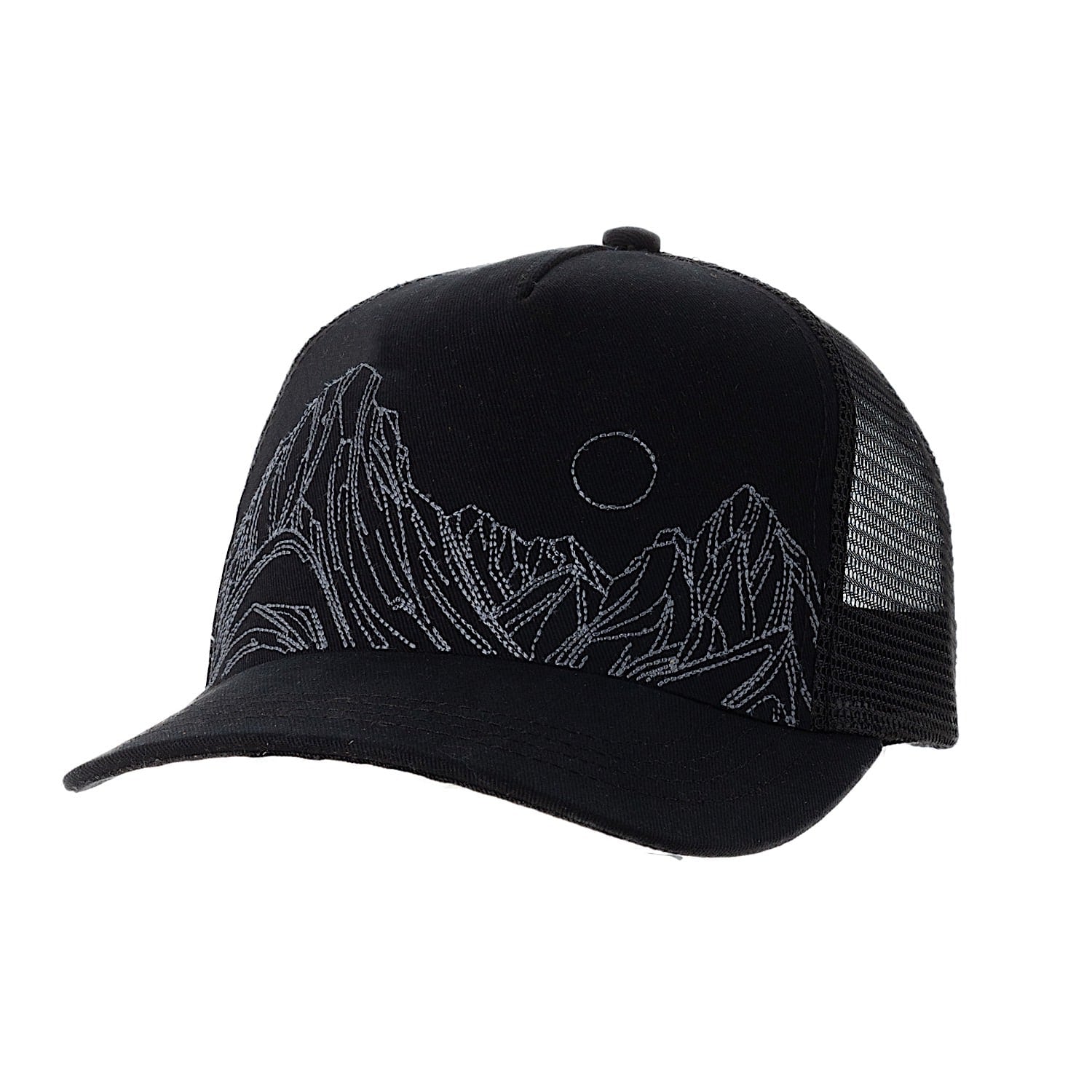  Mens Trucker Hats Embroidered Mountain Adventure Black