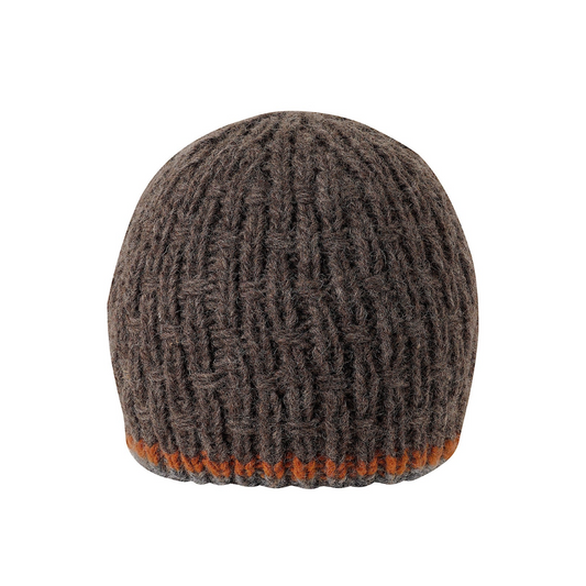 Ambler Andrew handknit men's toque in heather brown. 