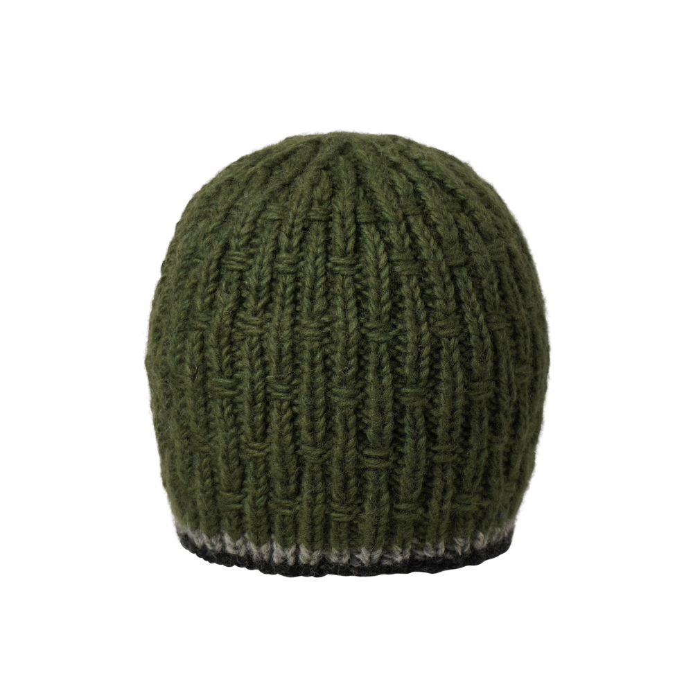 Ambler Andrew handknit men&#39;s toque in olive. 