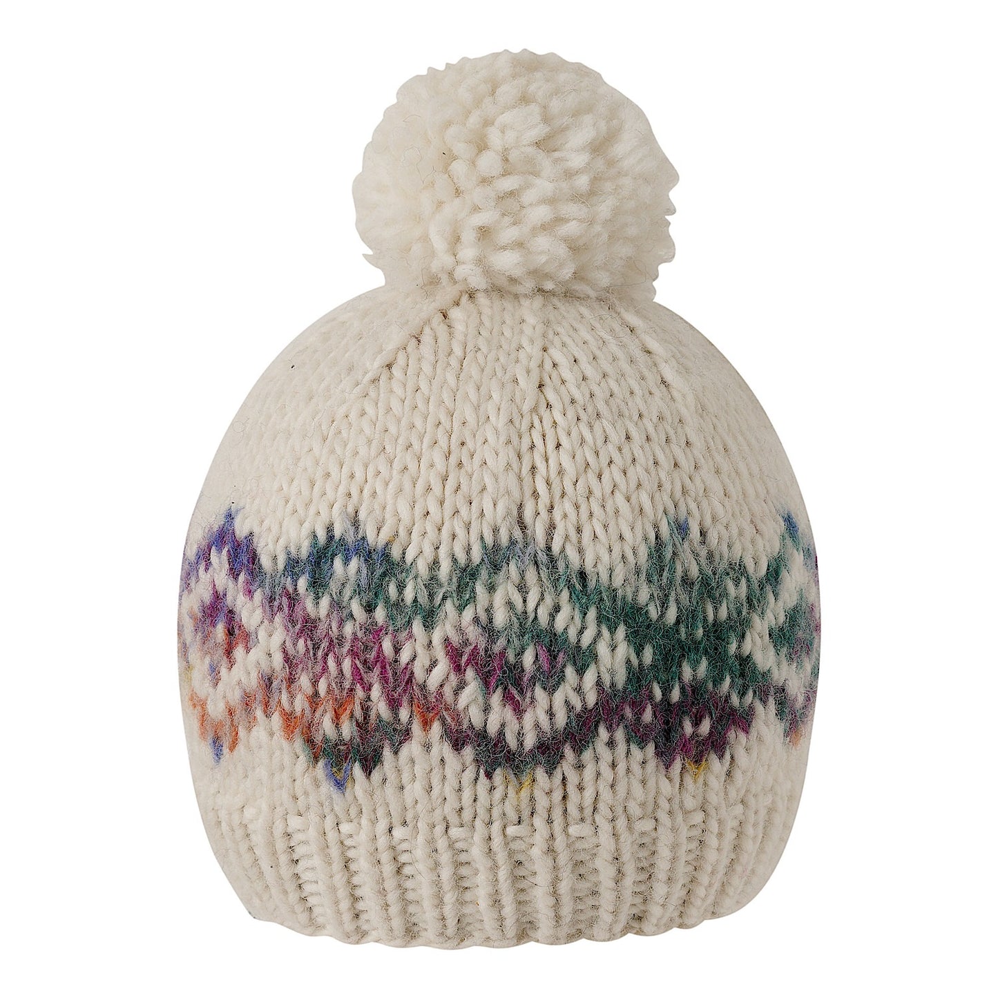 Ambler Anne handknit women's toque in natural with jacquard design and ribbed cuff. 