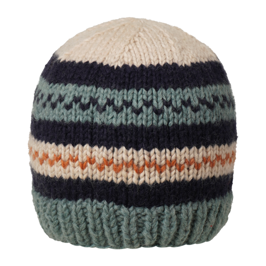 Ambler Atlas handknit men's toque in eucalyptus with ribbed cuff and fleece headband lining. 