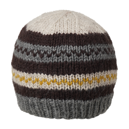 Ambler Atlas handknit men's toque in heather grey with ribbed cuff and fleece headband lining. 
