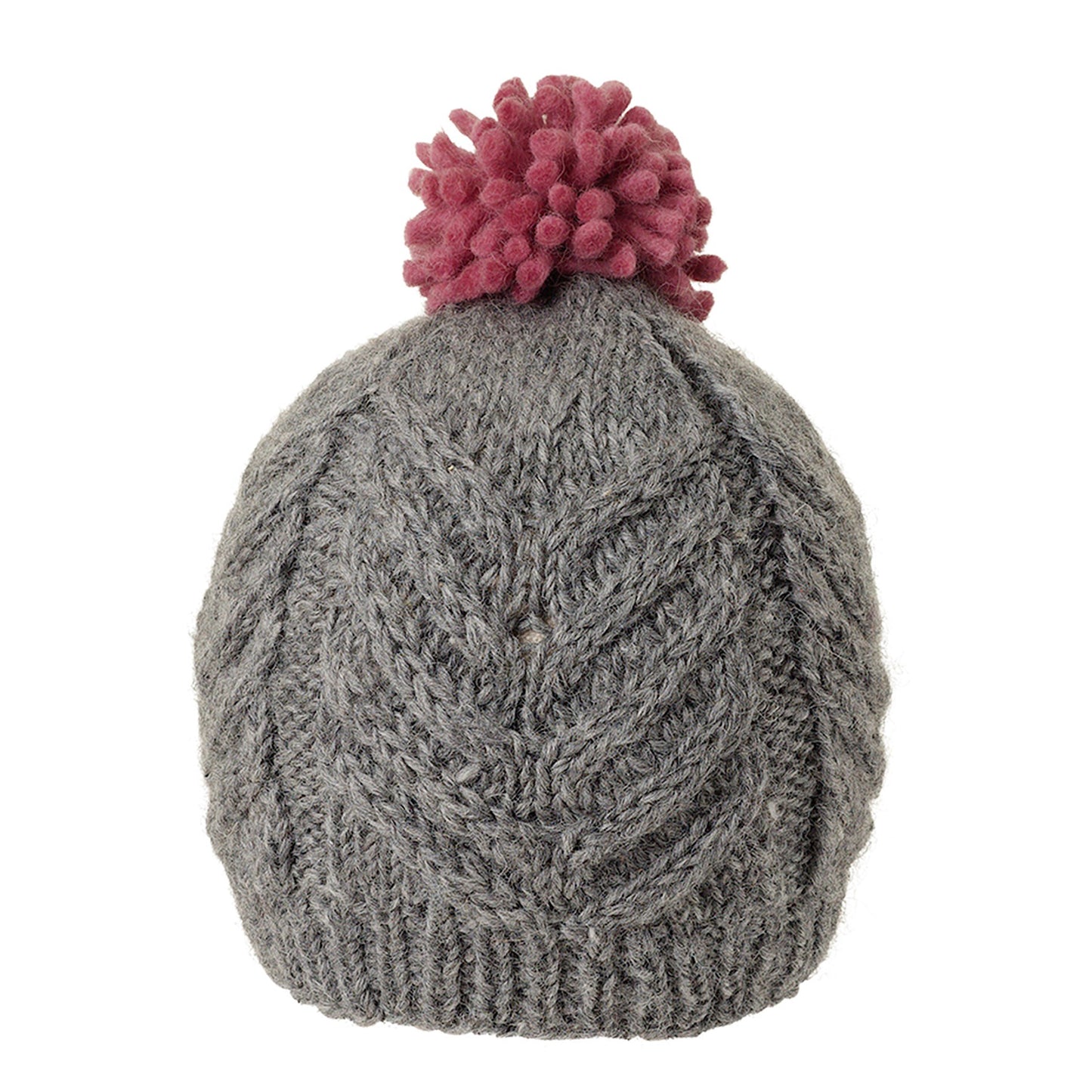 Ambler Audrey handknit women's toque in heather grey with pink medium pom.