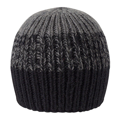 Ambler Cypress handknit men's toque in black with tri-colour ribbed pattern. 