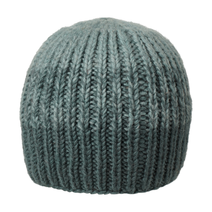 Ambler Cypress handknit men's toque in blue spruce with tri-colour ribbed pattern. 