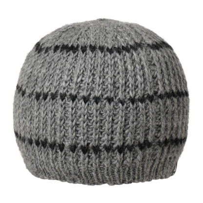 Ambler Deven handknit men's toque in heather grey with ribbed pattern and fleece headband lining. 