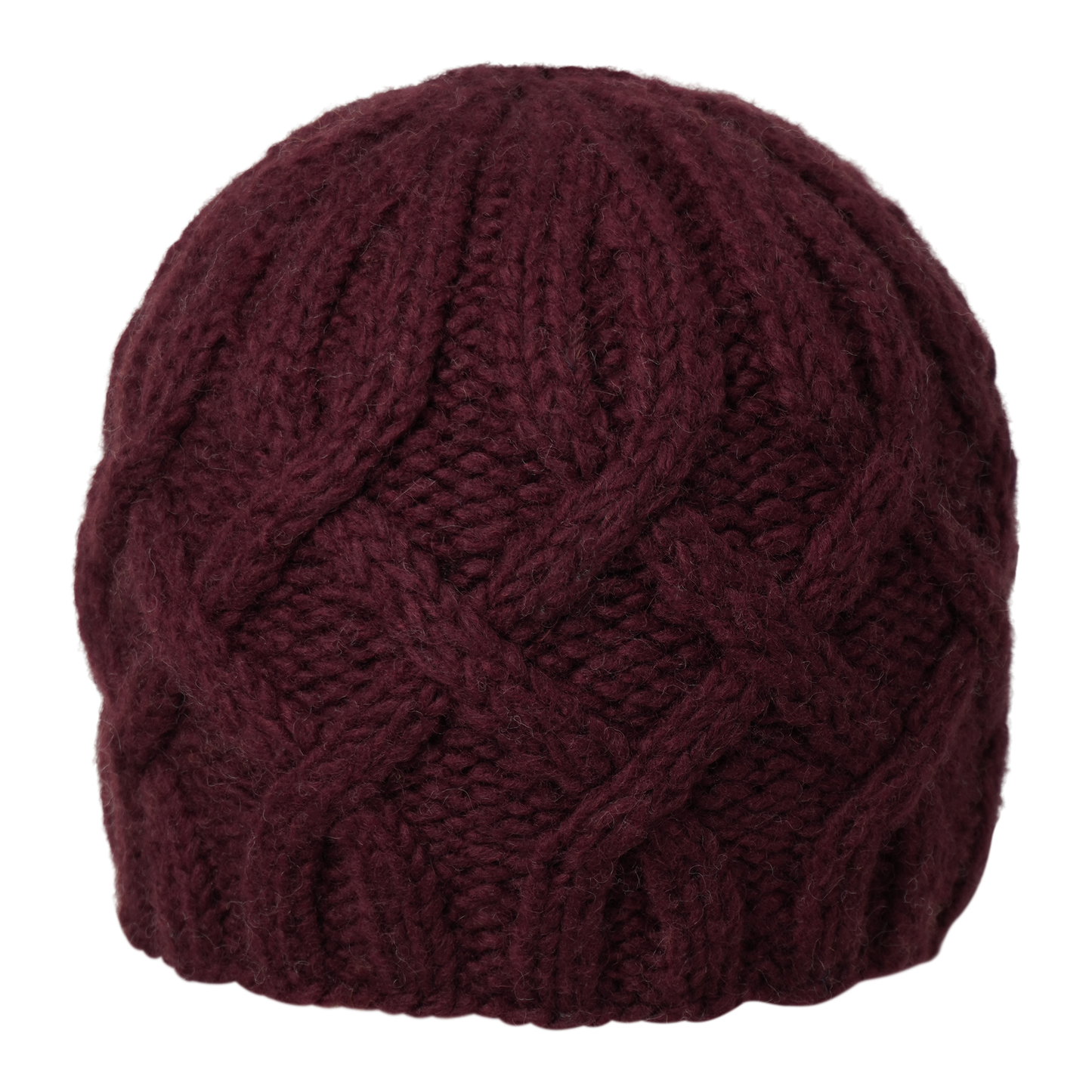 Ambler Kari handknit women's toque in deep red with cable knit design and ribbed cuff. 