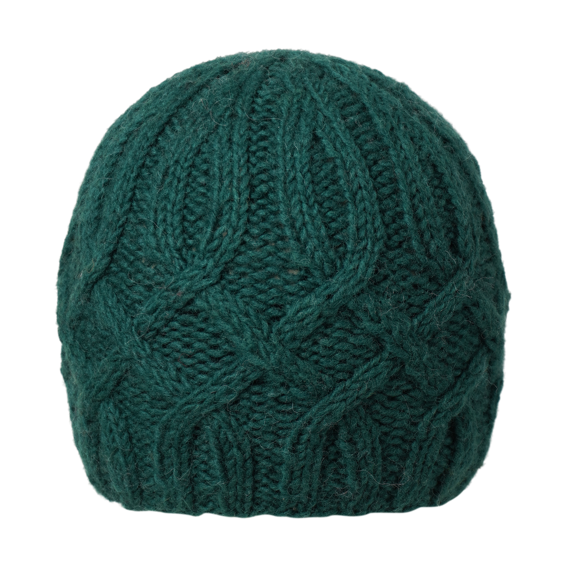 Ambler Kari handknit women's toque in forest with cable knit design and ribbed cuff. 