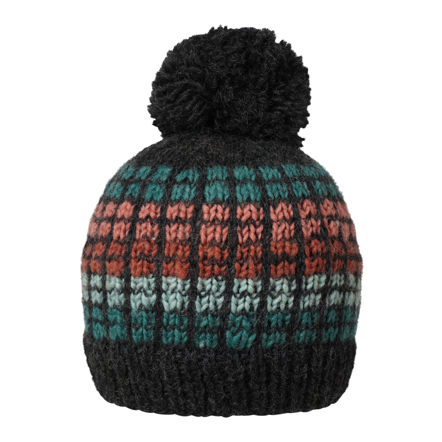 Ambler Kori handknit wool toque in heather charcoal with checkered design. 