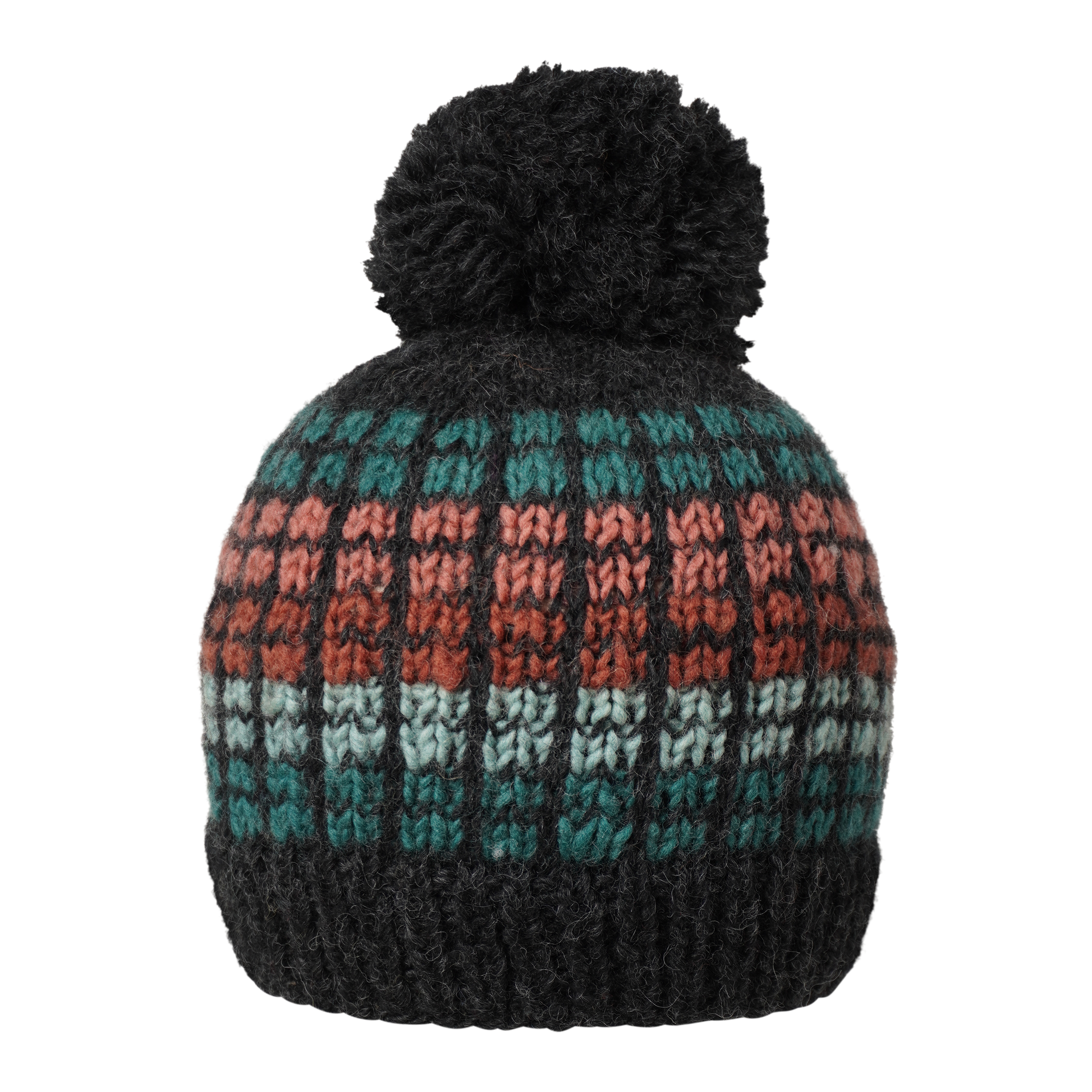 Ambler Kori handknit wool toque in heather charcoal with checkered design. 