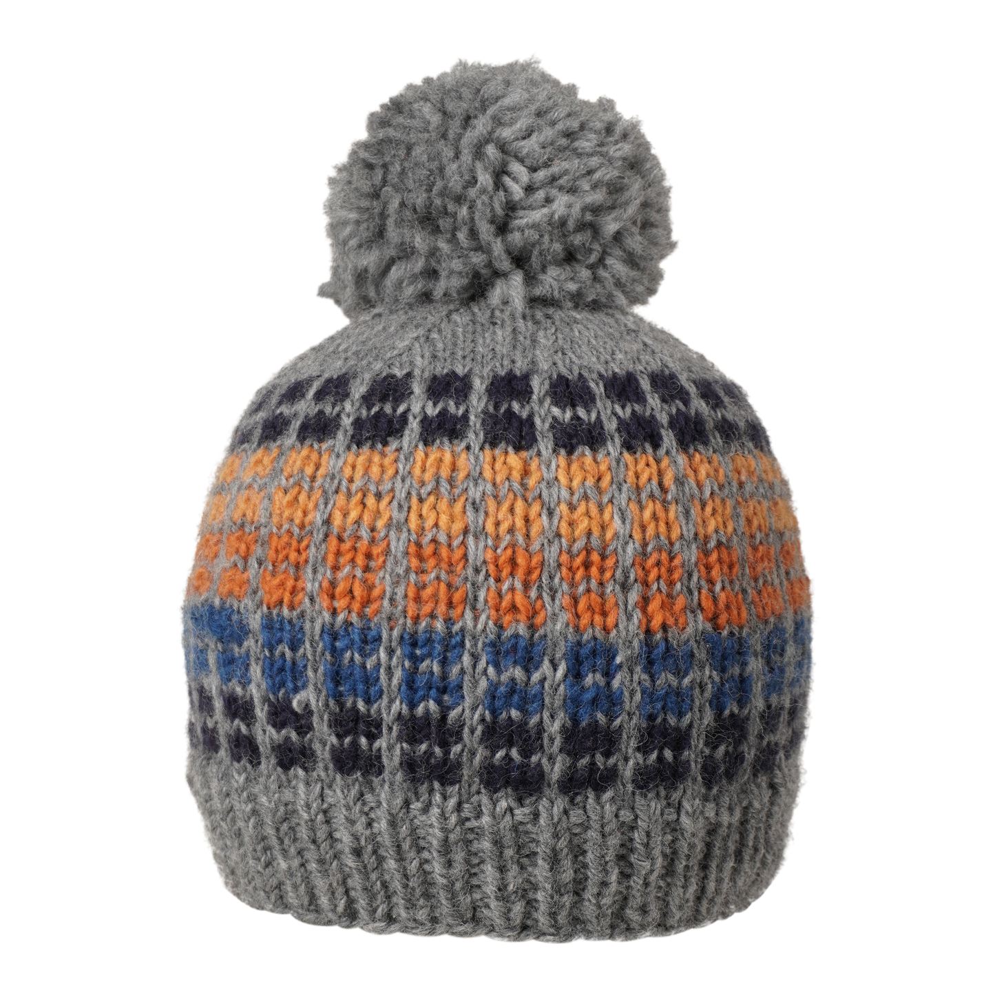 Ambler Kori handknit wool toque in heather grey with checkered design. 