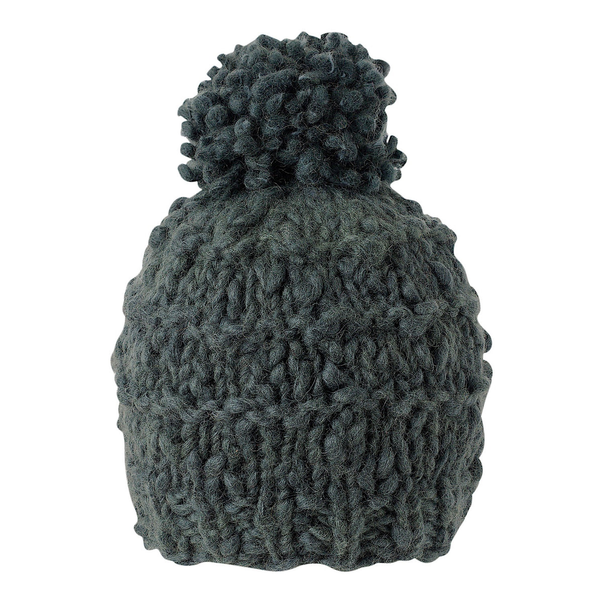 Ambler Madison handknit 100% wool women&#39;s toque in charcoal with pom. 