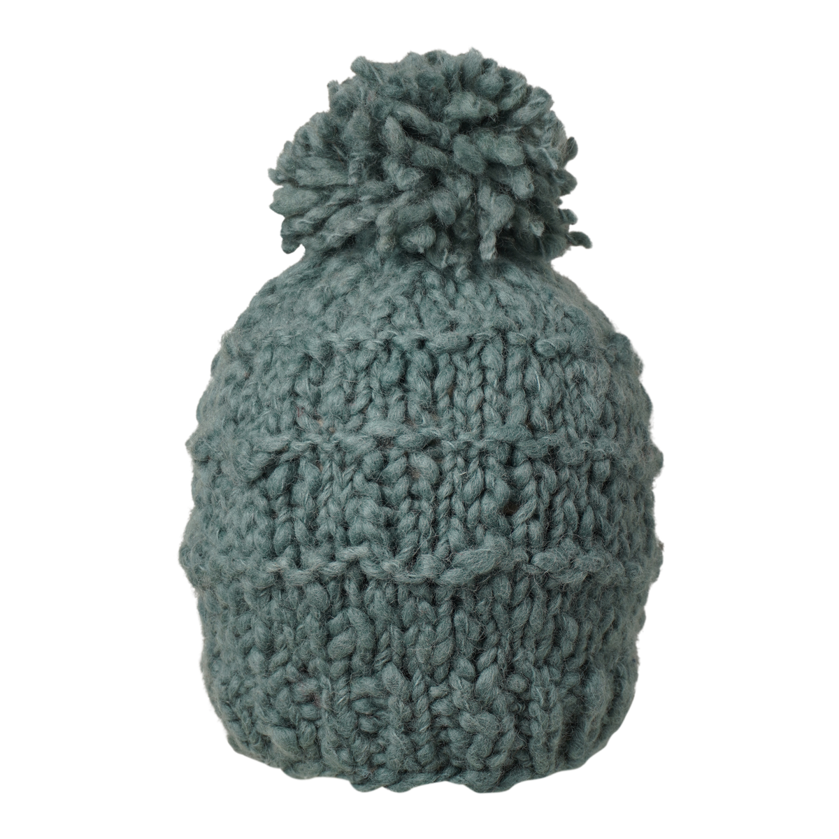 Ambler Madison handknit 100% wool women&#39;s toque in eucalyptus with pom. 