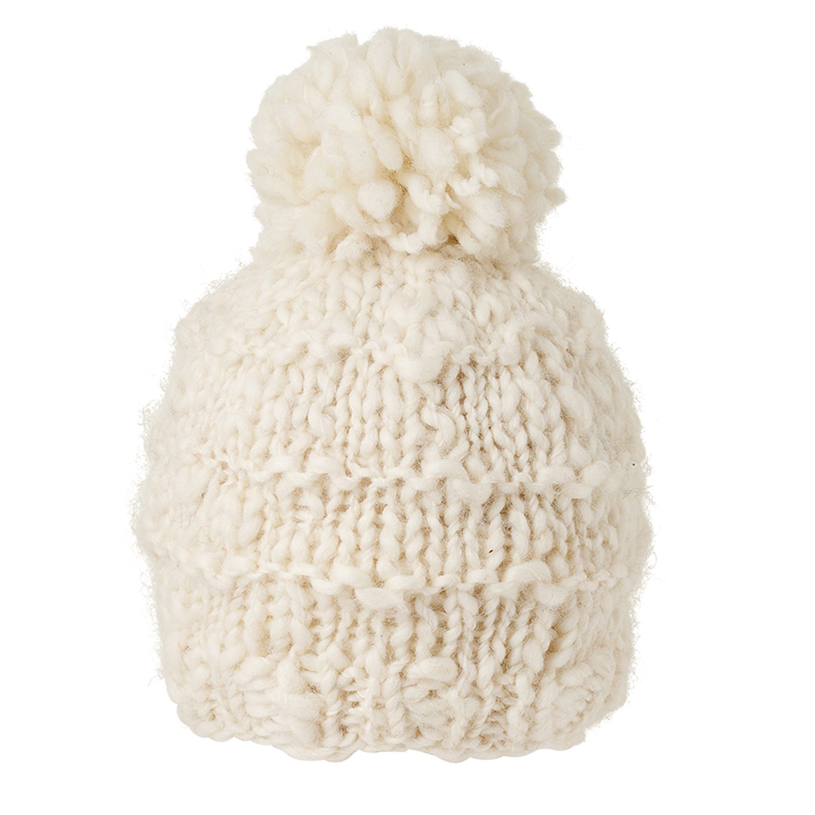 Ambler Madison handknit 100% wool women's toque in natural with pom. 
