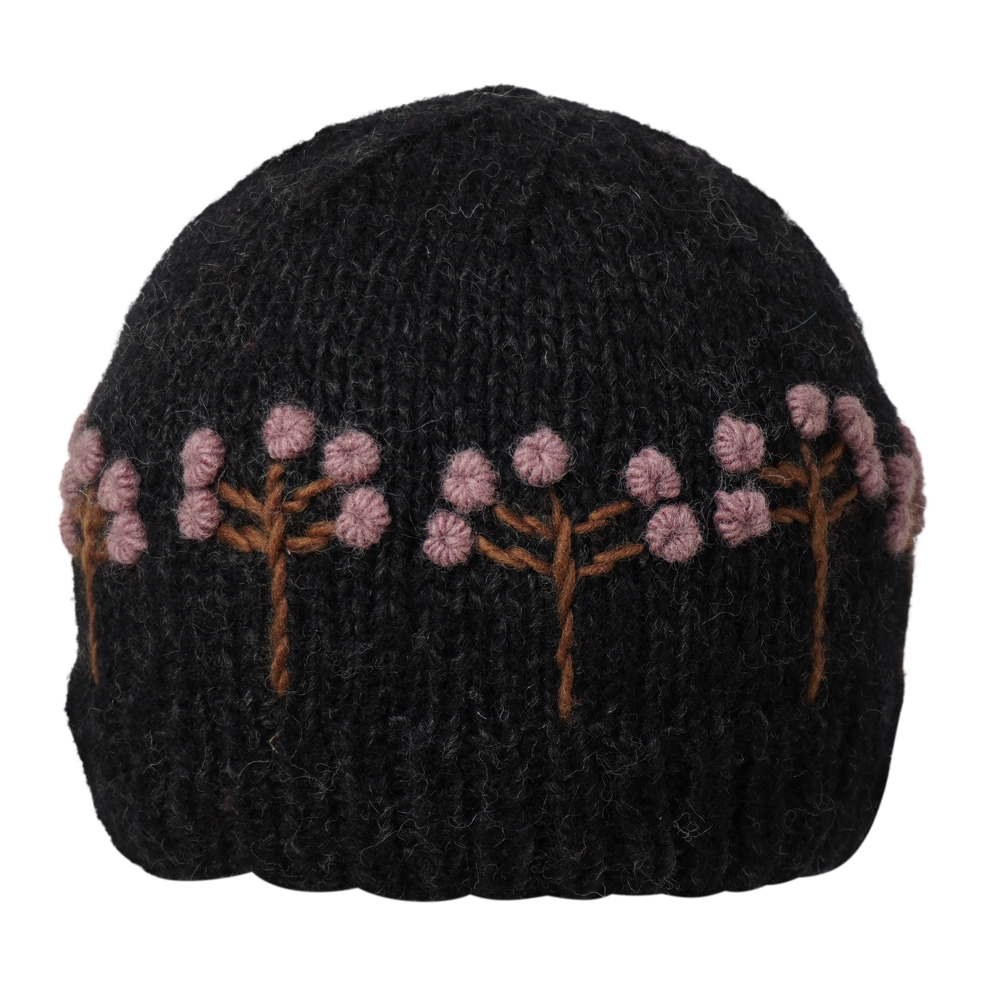Ambler Marigold handknit women's toque in wild ginger with textured floral pattern and ribbed cuff. 
