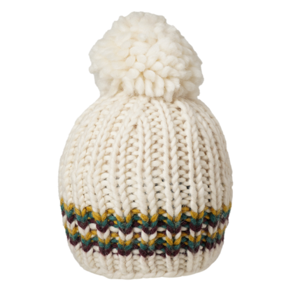 Ambler Parker handknit wool women's toque in citrus - thick rib and medium pom. 