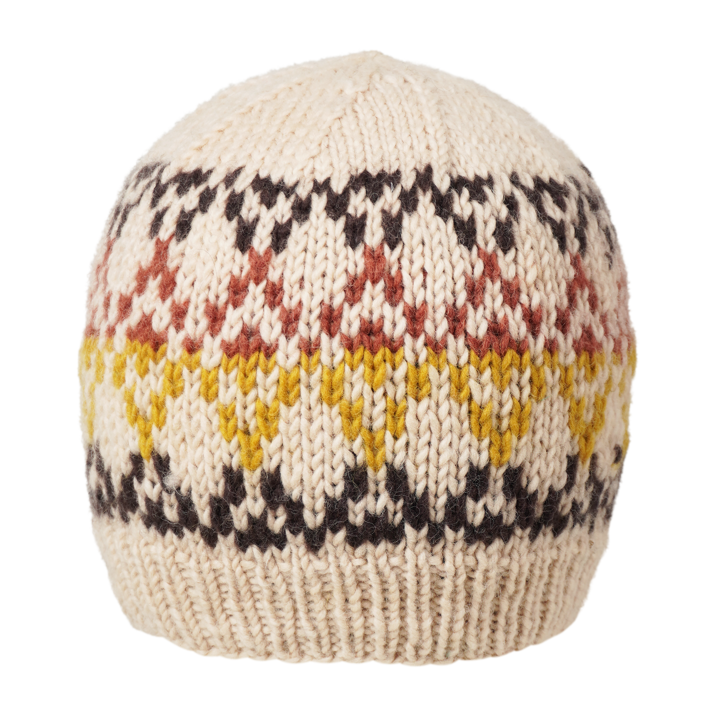 Ambler Prism handknit wool women's toque in cream with jacquard knit design and ribbed cuff. 
