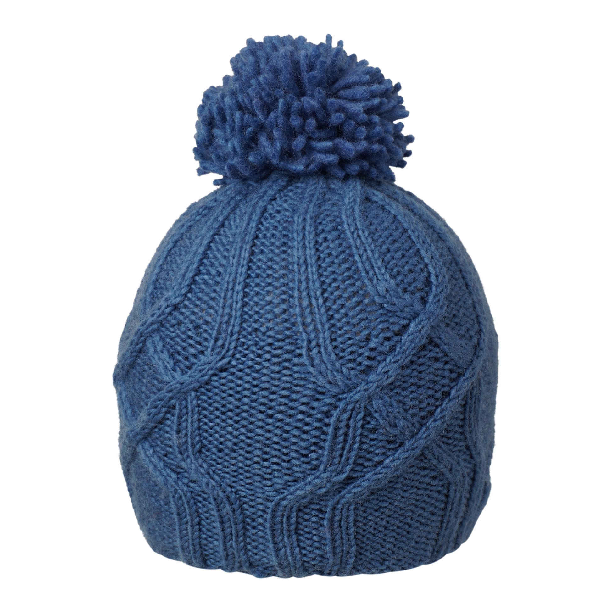 Ambler Tracks handknit wool women's toque in dusk with cable knit pattern and medium pom. 