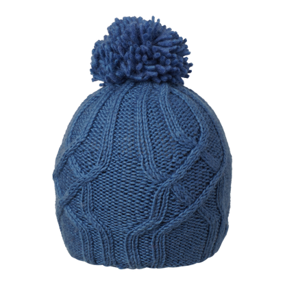 Ambler Tracks handknit wool women's toque in dusk with cable knit pattern and medium pom. 