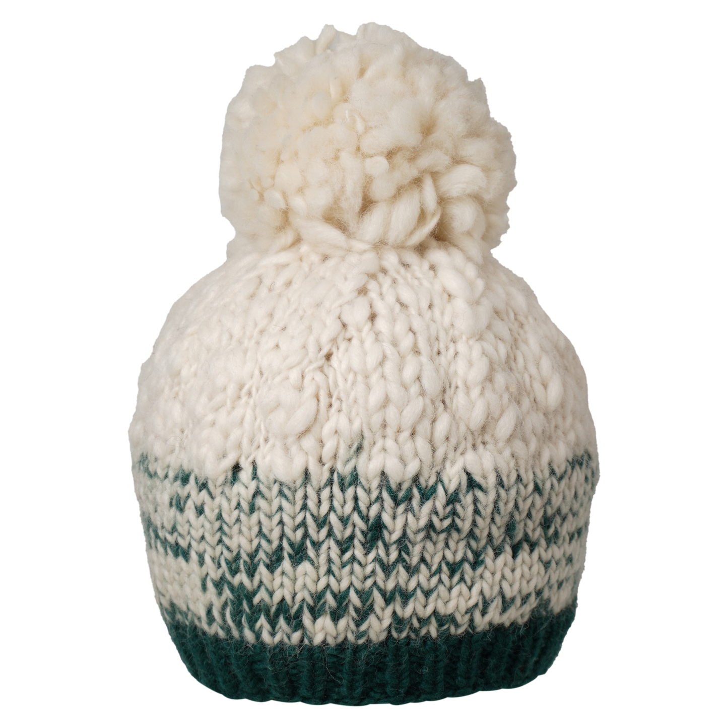 Ambler Wren handknit women's toque in forest with ribbed cuff and medium pom. 