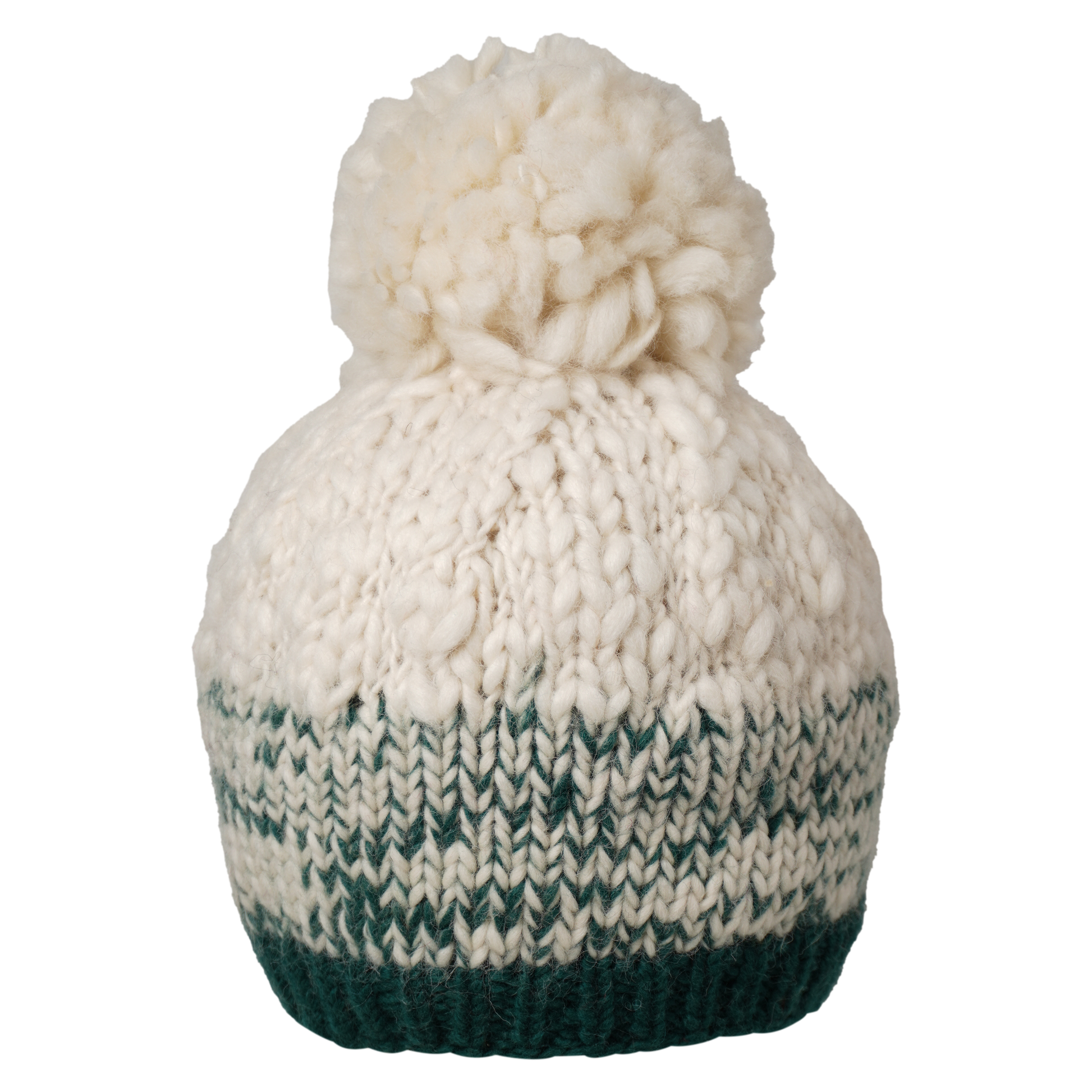 Ambler Wren handknit women's toque in forest with ribbed cuff and medium pom. 
