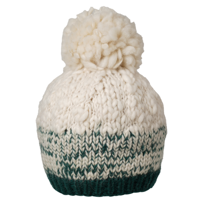 Ambler Wren handknit women's toque in forest with ribbed cuff and medium pom. 