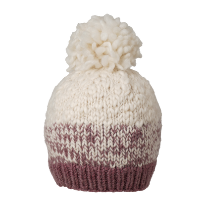 Ambler Wren handknit women's toque in wild ginger with ribbed cuff and medium pom. 